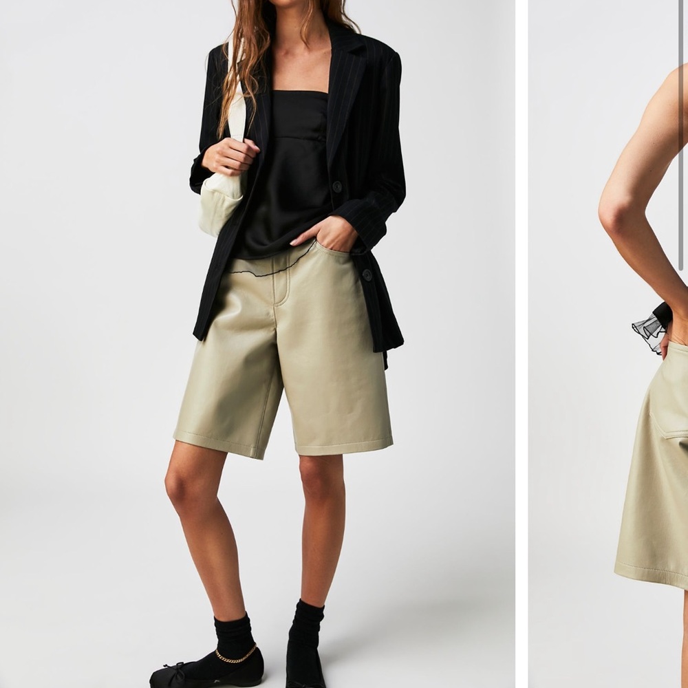 Agolde Recycled Leather Bermuda Shorts - Picture 3 of 7